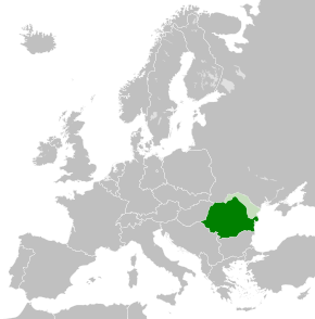 The Socialist Republic of Romania in 1989 in dark green