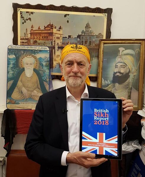 File:Rt Hon Jeremy Corbyn MP being presented with the British Sikh Report 2018.jpg