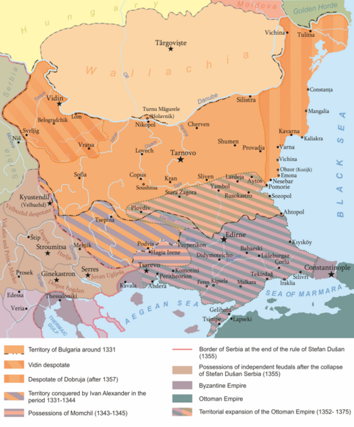 File:Second Bulgarian Empire under the rule of Ivan Alexander (1331-1371).png