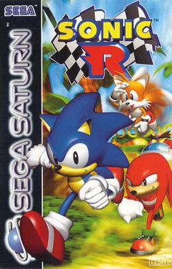 The Saturn, Windows, GameCube, and PlayStation 2 box art showing Sonic running fast with Tails flying and Knuckles.
