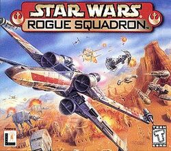 A futuristic, "x"-shaped aircraft participates in an aerial and land battle in blue skies above desert terrain; the game's logo appears above the craft.