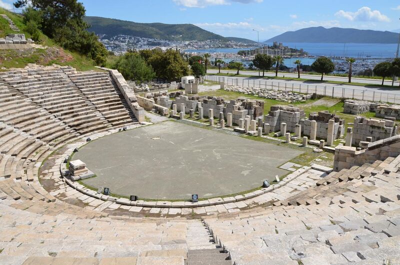 File:The theatre of ancient Halicarnassus, built in the 4th century BC during the reign of King Mausolos and enlarged in the 2nd century AD, the original capacity of the theatre was 10,000, Bodrum, Turkey (16456817694).jpg