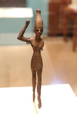 Baal, God of Fertility and Storms, Megiddo, Strata IX-VII, Late Bronze Age, 1550-1200 BC, bronze - Oriental Institute Museum, University of Chicago - DSC07738.JPG