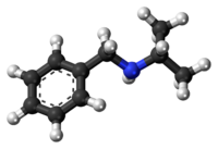 Ball-and-stick model of the isopropylbenzylamine molecule