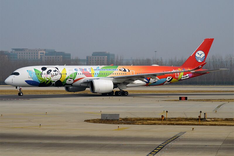File:Sichuan Airlines (Panda Livery), B-301D, Airbus A350-941 (46721324435).jpg