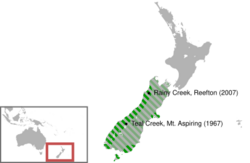 South island kokako distribution map.svg