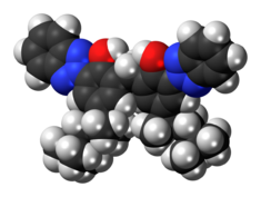 Space-filling model of the bisoctrizole molecule
