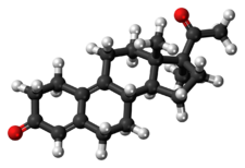 Ball-and-stick model of the demegestone molecule