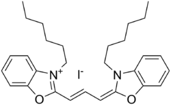 Dihexyloxacarbocyanine iodide.png