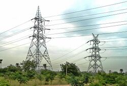 Power transmission lines (High Tension) at Ranasthalam.JPG