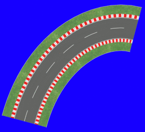 An asphalt road seen from top, with a progressive overlay.