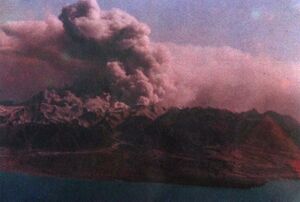 A broad ash plume rises above Colo volcano on the island of Una-Una during the powerful 1983 eruption.jpg