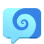 embossed square speech balloon with blue vortex