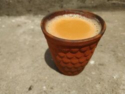 Tea served in Kulhar in India.jpg