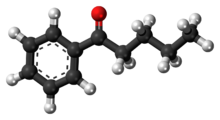 Ball-and-stick model of the valerophenone molecule