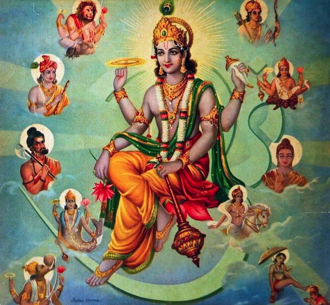 File:Vishnu Surrounded by his Avatars.jpg