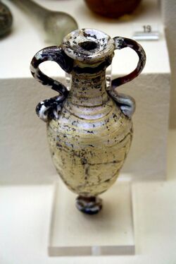 1221 - Keramikos Museum, Athens - Glass amphoriskos, 1-2nd century AD - Photo by Giovanni Dall'Orto, Nov 12 2009.jpg