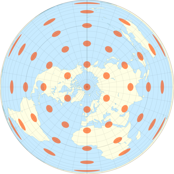 File:Azimuthal Equal-Area with Tissot's Indicatrices of Distortion.svg