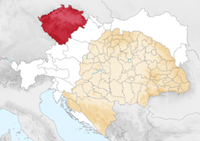 The Kingdom of Bohemia (red) within Austria-Hungary (1914)