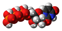 Ball-and-stick model of the UTP molecule as an anion