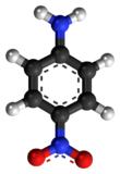 Ball-and-stick model of the p-nitroaniline molecule