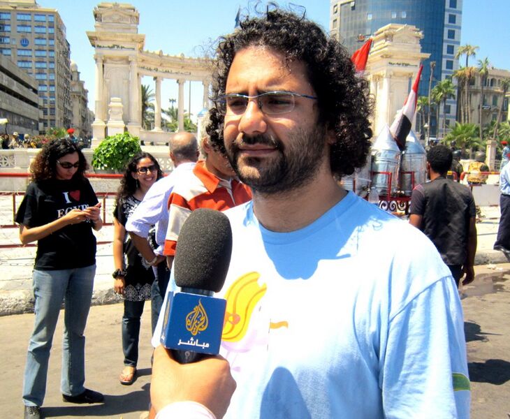 File:Alaa Abd El-Fatah speaking to aljazeera.jpg