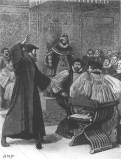 Andrew Melville upbraids a bishop at the court of James VI.jpg