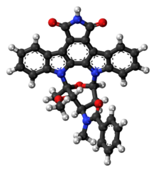 Ball-and-stick model of the stauprimide molecule