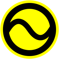Symbol of Interlingue, a black tilde on a circular yellow background