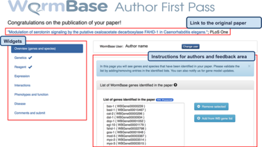 Community curation portal of WormBase