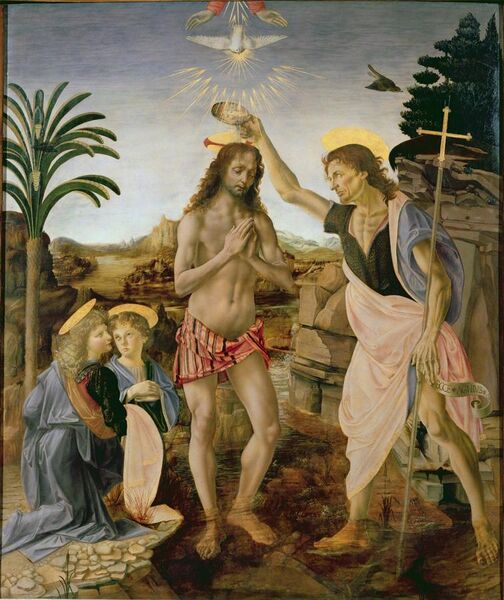 File:Andrea del Verrocchio, Leonardo da Vinci - Baptism of Christ - Uffizi.jpg