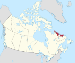 Nunatsiavut's location in Newfoundland and Labrador, Canada