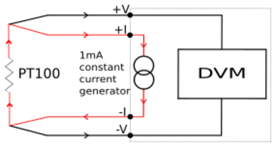 Four-wire resistance thermometer