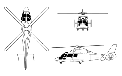 Eurocopter AS365 Dauphin orthographical image.svg