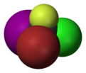 Spacefill model of bromochlorofluoroiodomethane (R)