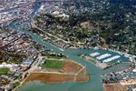 Aerial view of the Canal Area in San Rafael, California, USA.
