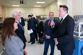 Musk converses with U.S. Vice President Mike Pence, the Second Lady, and other officials