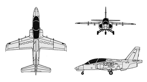 Aermacchi S-211 3-view line drawing.png
