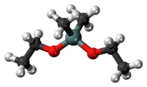 Ball-and-stick model of the dimethyldiethoxysilane molecule