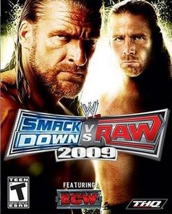 D-Generation X (Triple H and Shawn Michaels) look towards the viewer. The game's logo appears in the middle as well as the ECW logo.