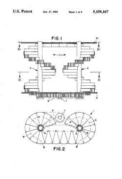 Spiral Escalator US Patent 5,158,167 (Pahl 1992) Sketch.png