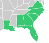 Symphyotrichum elliottii native distribution by state: US Atlantic Coastal Plain — Alabama, Florida, Georgia, Louisiana, North Carolina, South Carolina, and Virginia.