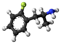 2-Fluoroamphetamine molecule ball.png