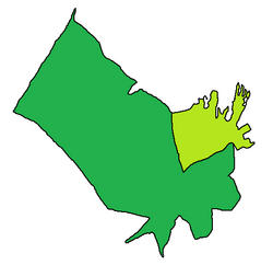 Location of metropolitan Dammam (light green) in the Dammam Governorate (dark green)
