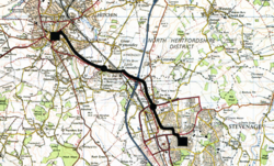 The route taken by the Hitchin-Stevenage fibre link