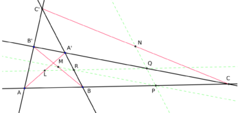 Labels used in proof concerning complete quadrilateral