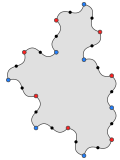 Chiral aperiodic monotile with cubic Bézier curves as edges.