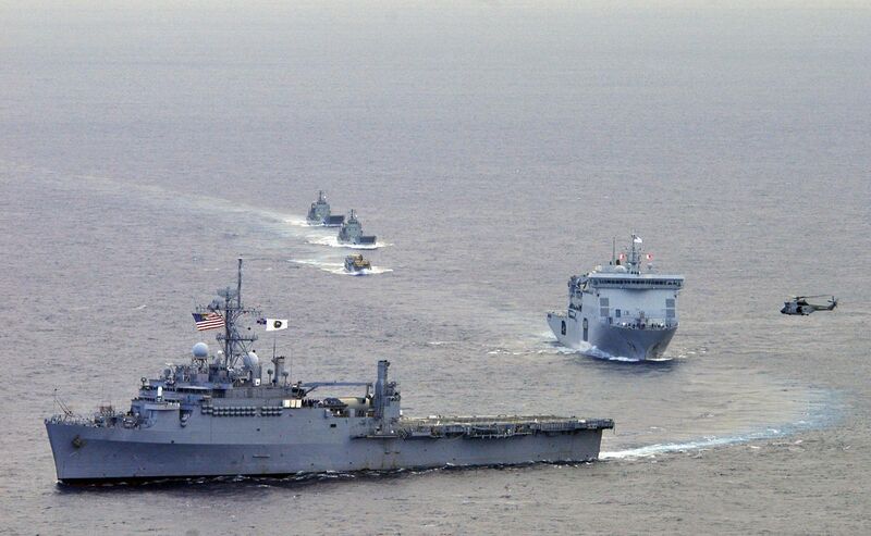 File:US Navy 110509-N-KB563-512 The amphibious transport dock ship USS Cleveland (LPD 7) leads a formation of ships.jpg