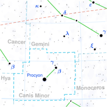 YZ Canis Minoris is located in the constellation Canis Minor