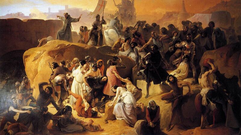 File:Hayez, Fracesco - Crusaders Thirsting near Jerusalem - 1836-50.jpg